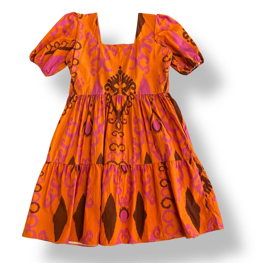 Maude Vivante Red Ruffled Mini‎ Cotton Dress Size Large Boho, Colorful